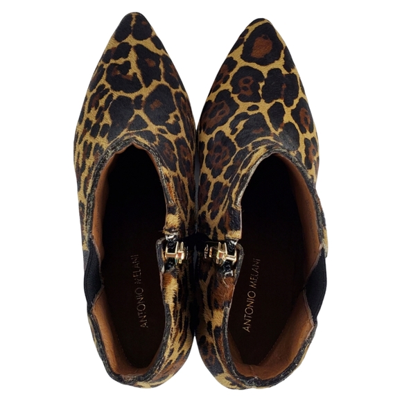 New Antonio Melani lavonnie leopard print haircalf block heel pointed booties - Picture 9 of 13